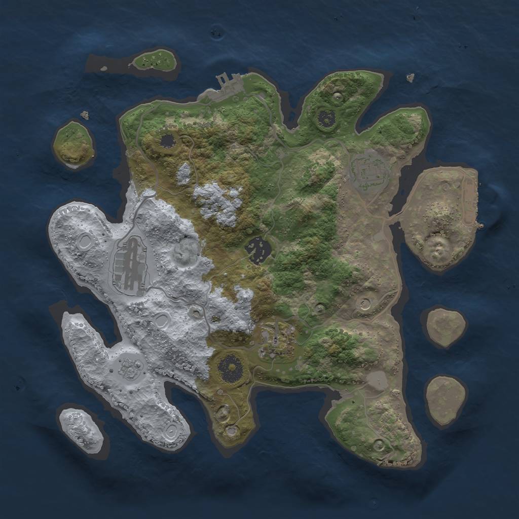 Rust Map: Procedural Map, Size: 3000, Seed: 19823764, 11 Monuments