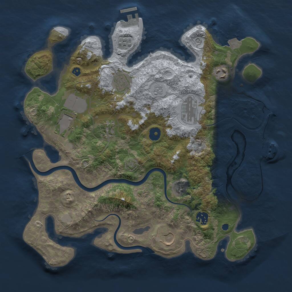 Rust Map: Procedural Map, Size: 3500, Seed: 35743574, 14 Monuments