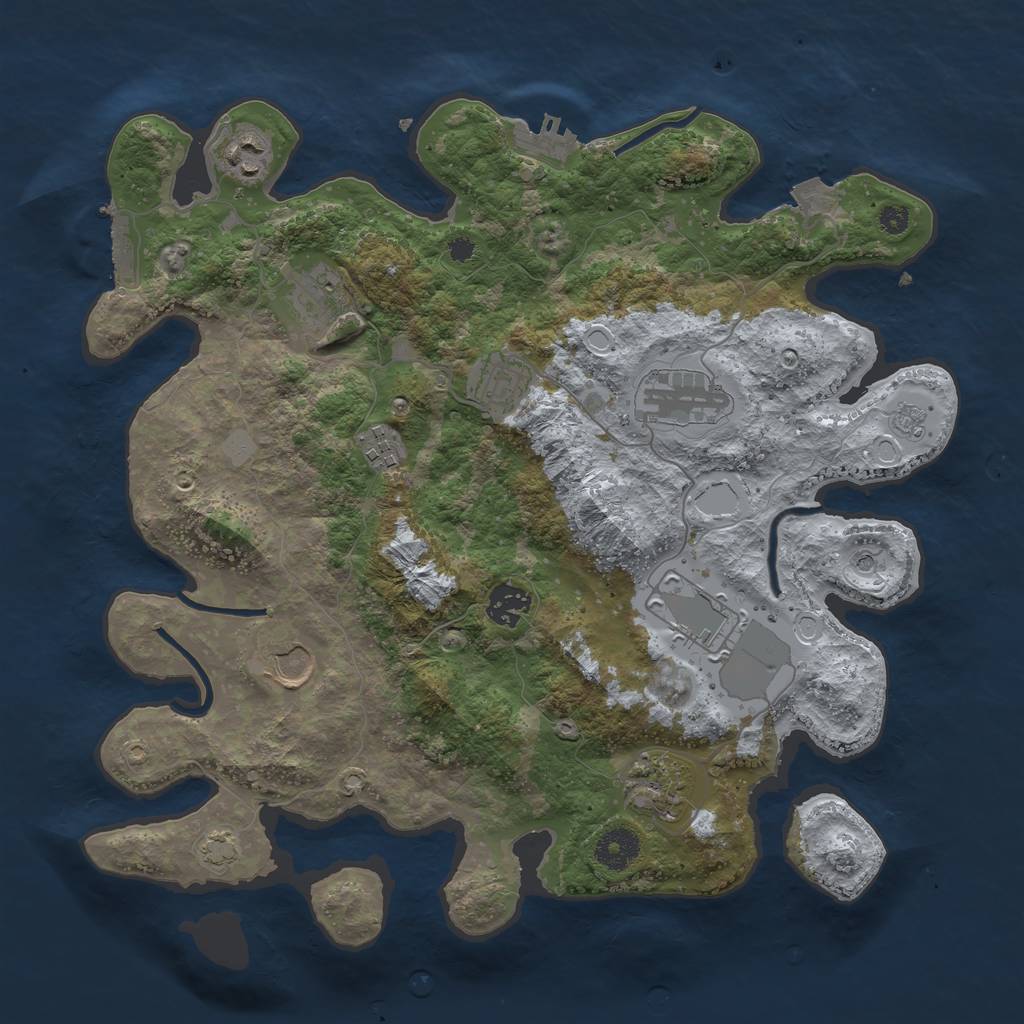 Rust Map: Procedural Map, Size: 3600, Seed: 85416412, 17 Monuments