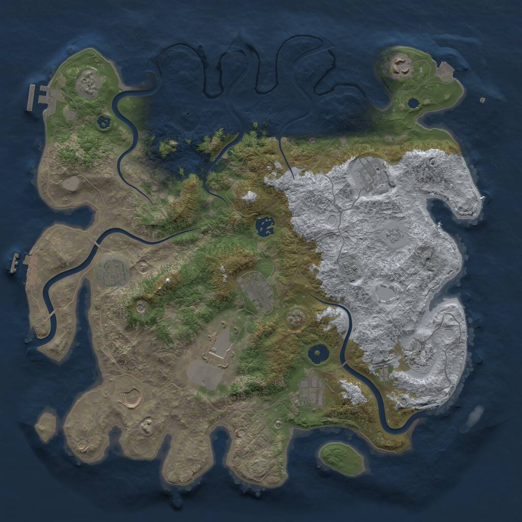 Rust Map: Procedural Map, Size: 3950, Seed: 14645110, 16 Monuments