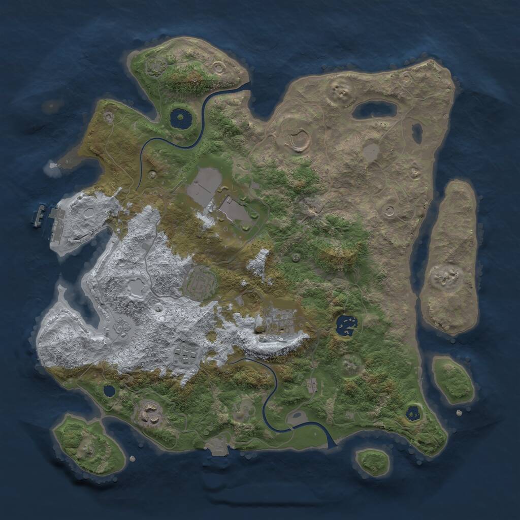 Rust Map: Procedural Map, Size: 3600, Seed: 92650220, 12 Monuments