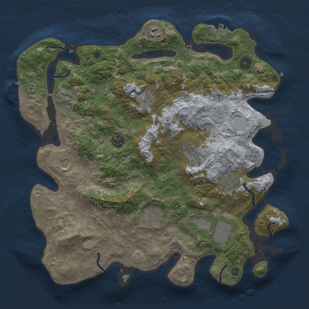Rust Map: Procedural Map, Size: 3800, Seed: 39901493, 17 Monuments