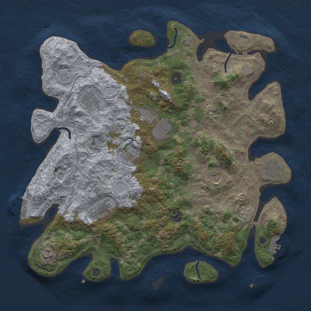 Rust Map: Procedural Map, Size: 4000, Seed: 23085201, 18 Monuments