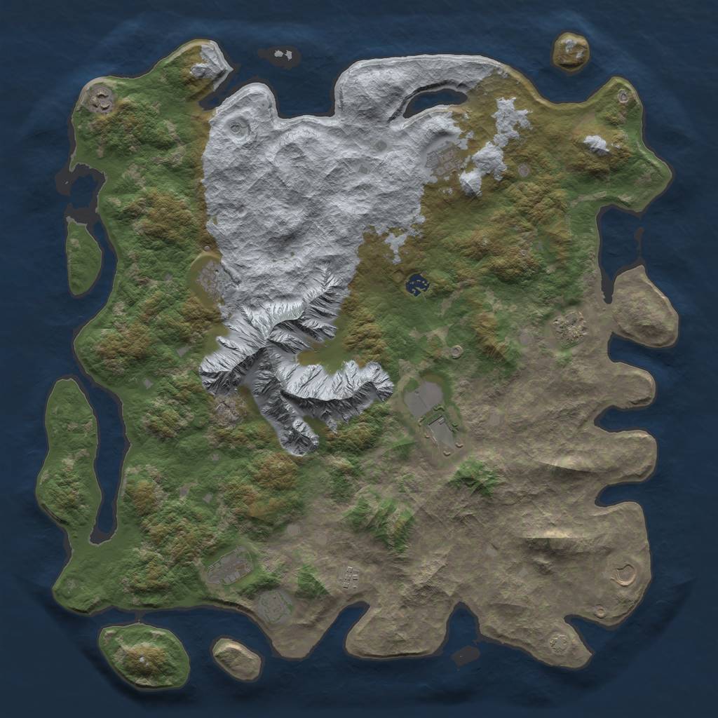 Rust Map: Barren, Size: 5000, Seed: 1256271798, 14 Monuments