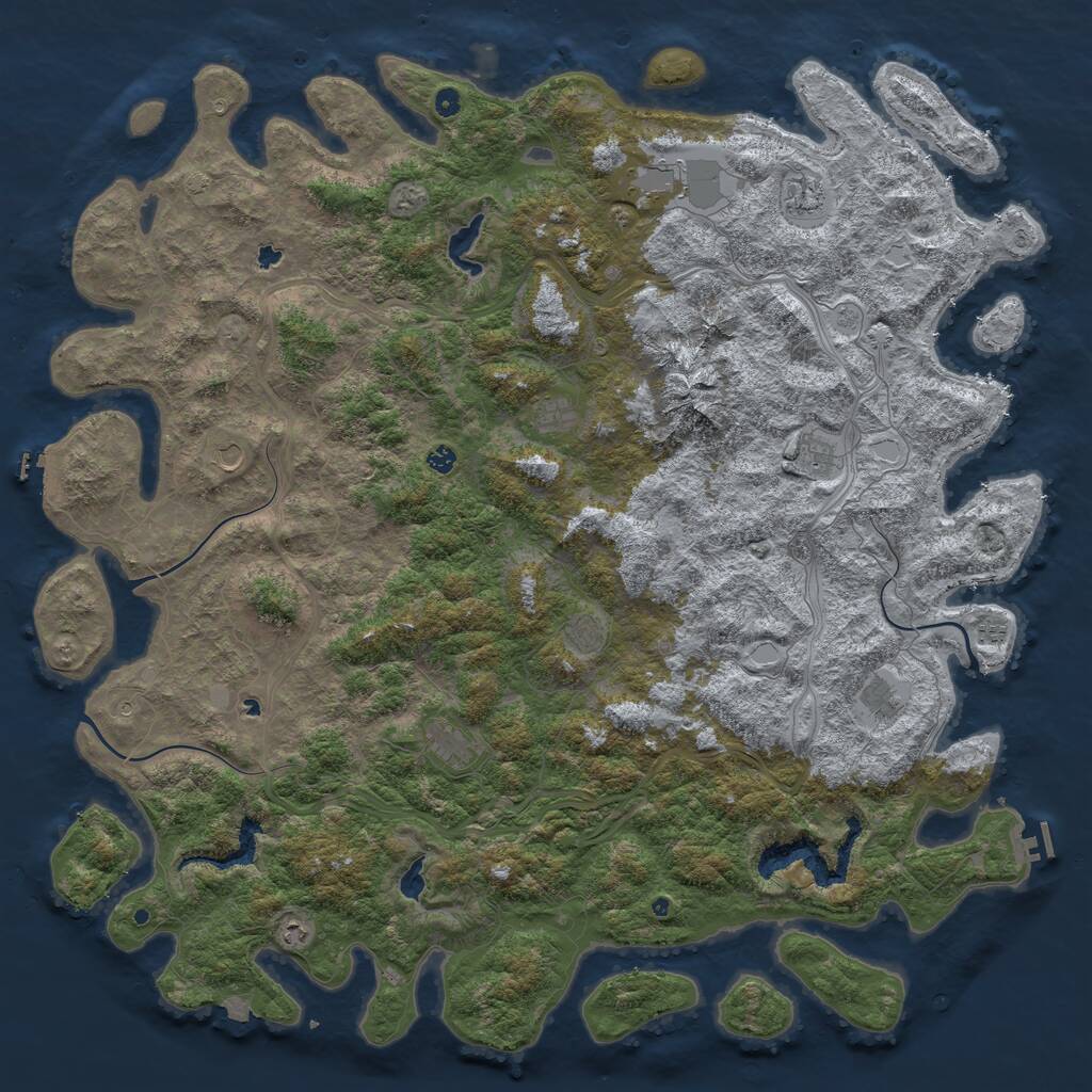Rust Map: Procedural Map, Size: 6000, Seed: 74611, 17 Monuments