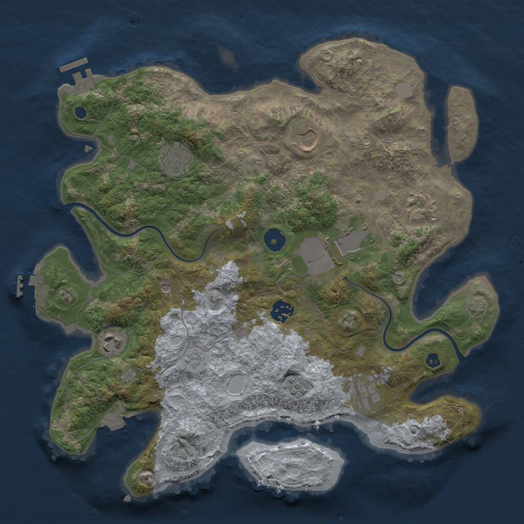 Rust Map: Procedural Map, Size: 3650, Seed: 26691232, 14 Monuments