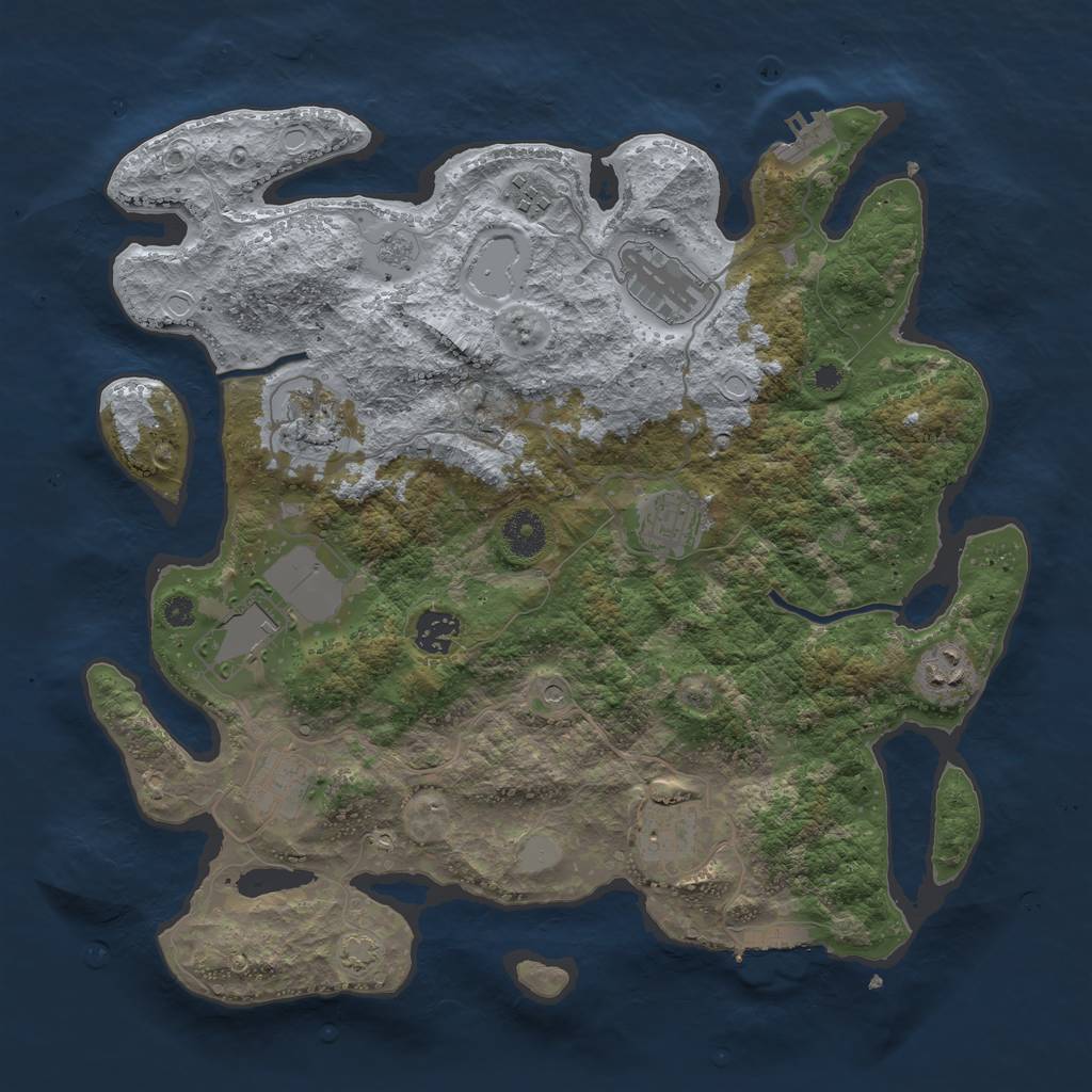 Rust Map: Procedural Map, Size: 3700, Seed: 30049047, 17 Monuments