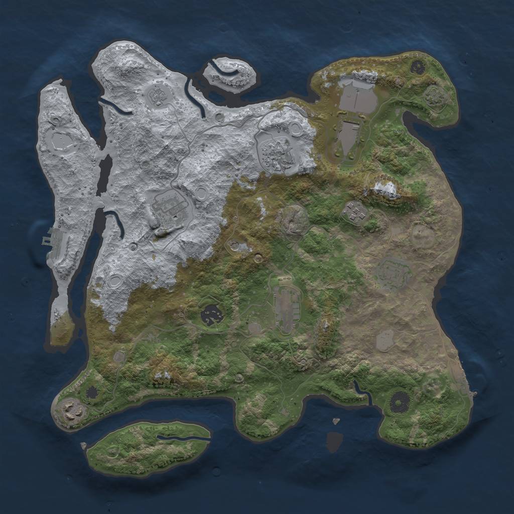 Rust Map: Procedural Map, Size: 3650, Seed: 2306456, 16 Monuments
