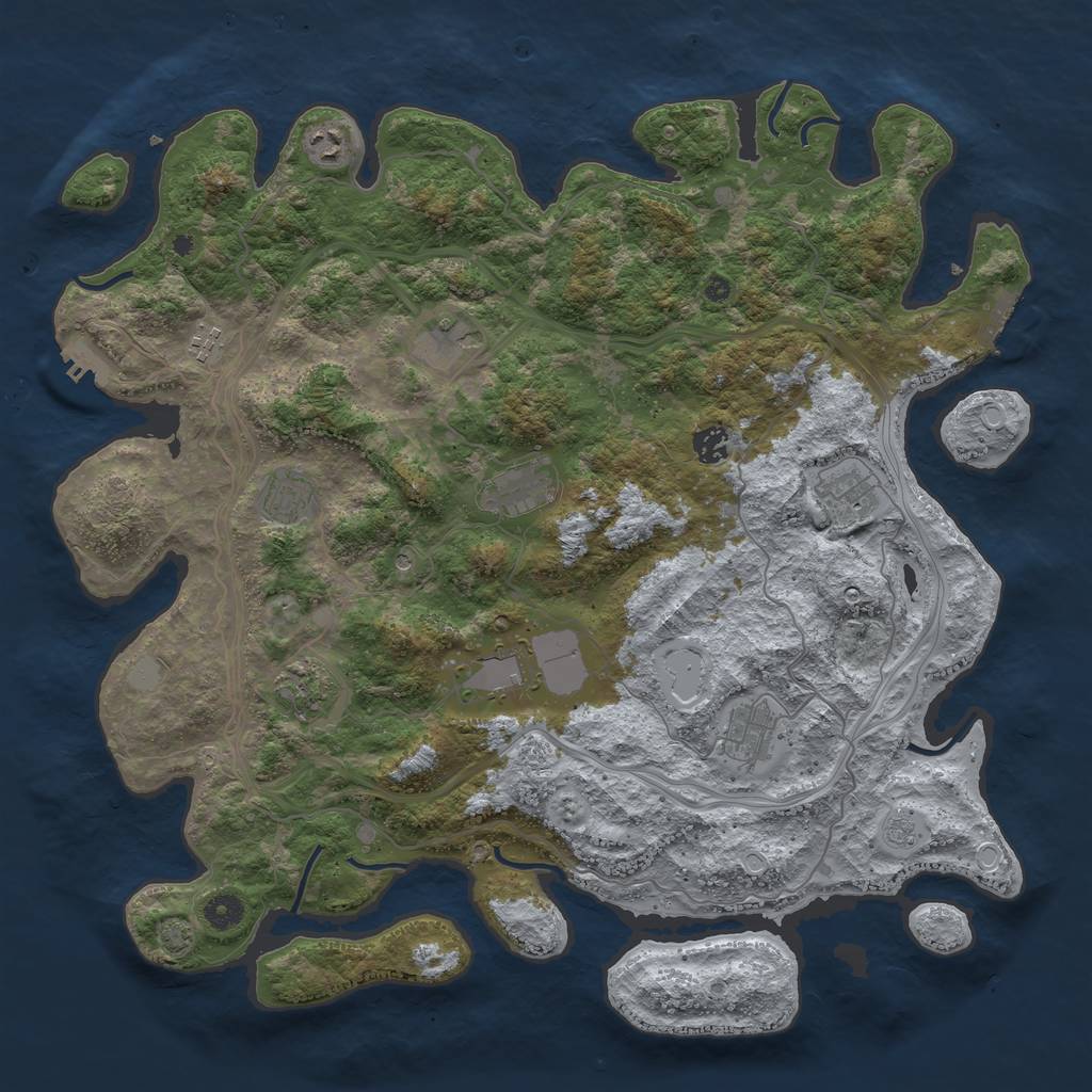 Rust Map: Procedural Map, Size: 4400, Seed: 55373900, 18 Monuments
