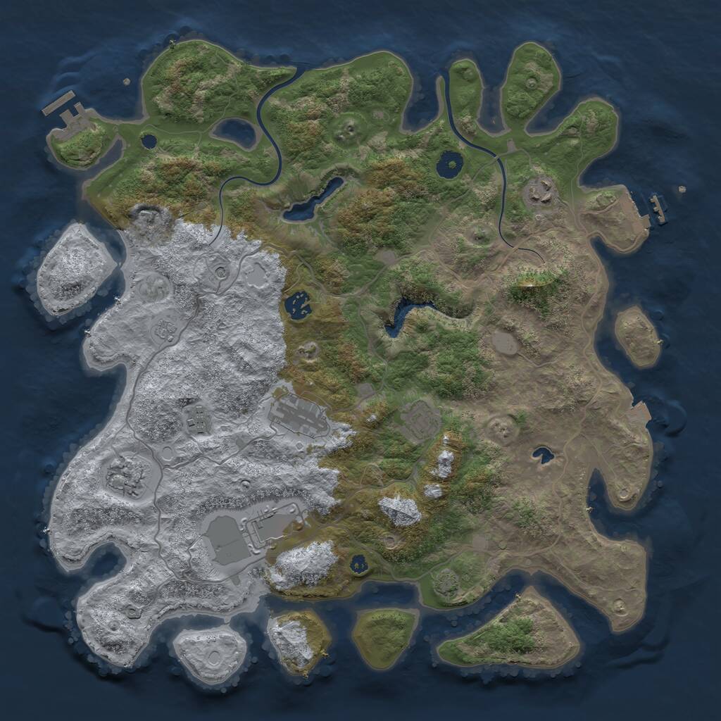 Rust Map: Procedural Map, Size: 4000, Seed: 1395837763, 13 Monuments