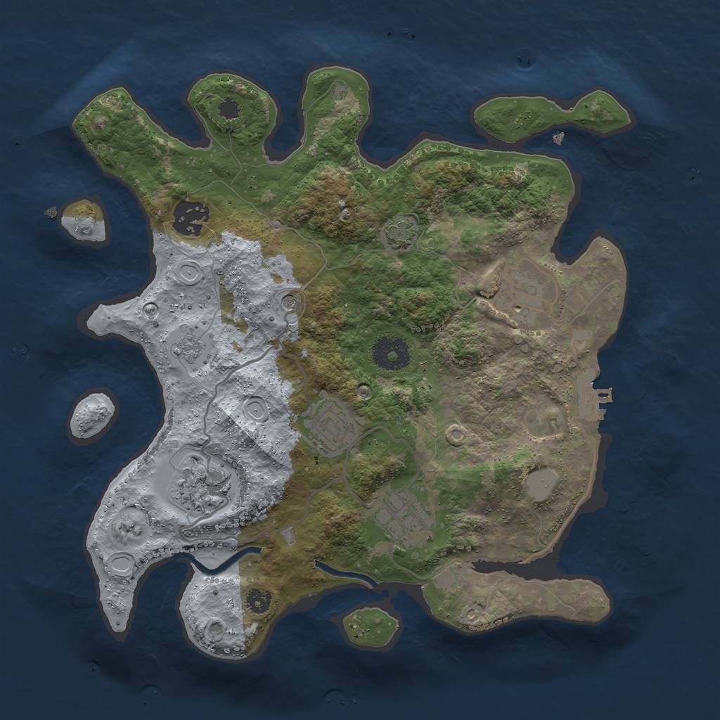Rust Map: Procedural Map, Size: 3000, Seed: 20055, 12 Monuments
