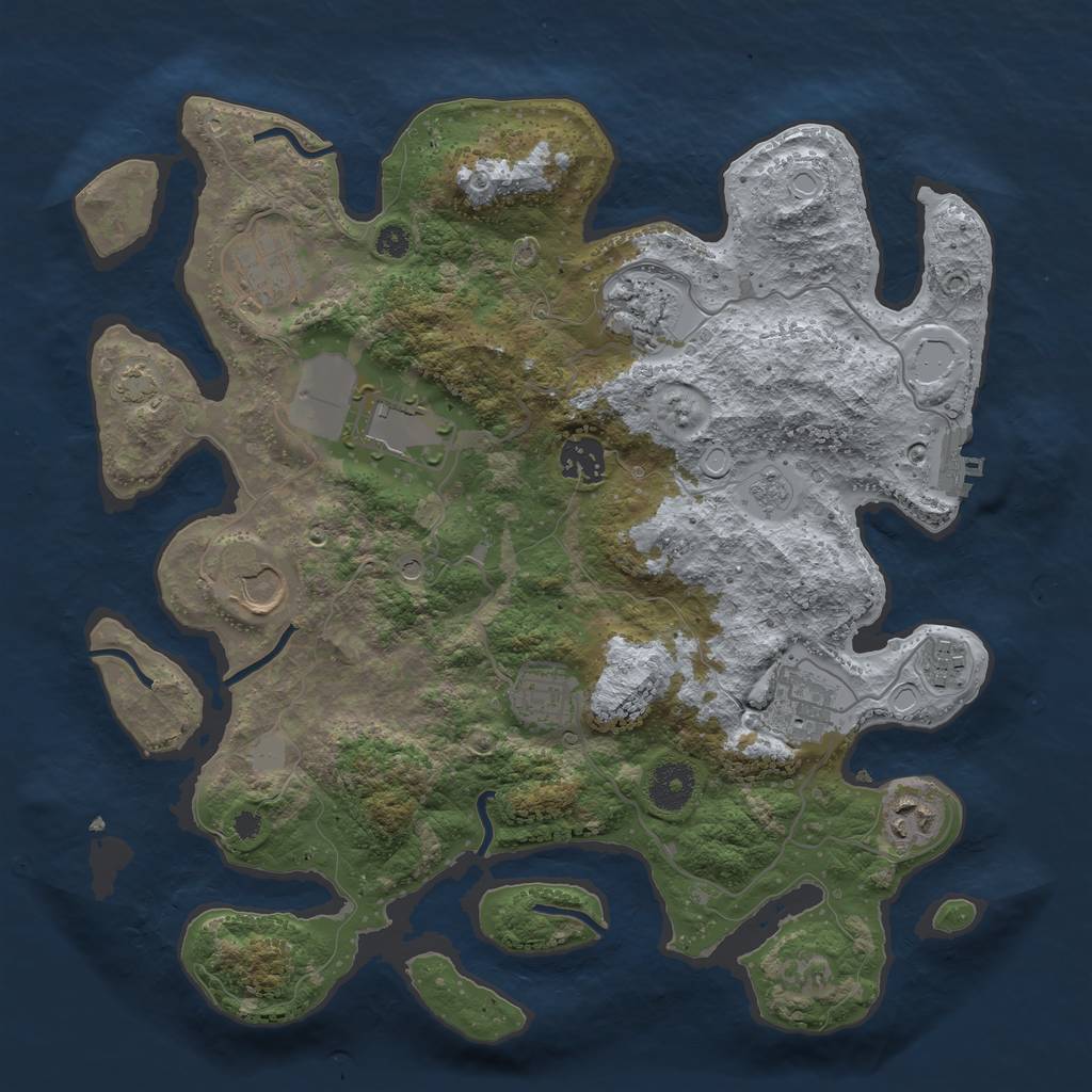 Rust Map: Procedural Map, Size: 3500, Seed: 66524412, 16 Monuments