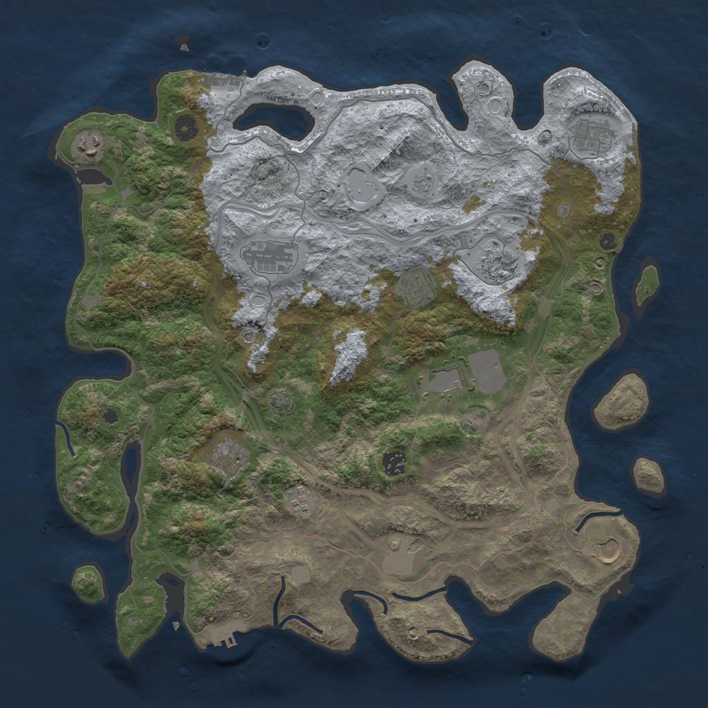 Rust Map: Procedural Map, Size: 4250, Seed: 384861167, 19 Monuments