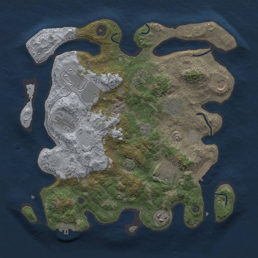 Rust Map: Procedural Map, Size: 3500, Seed: 1799481565, 16 Monuments