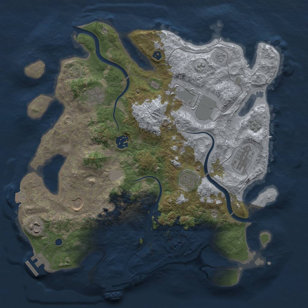 Rust Map: Procedural Map, Size: 3500, Seed: 371649543, 14 Monuments