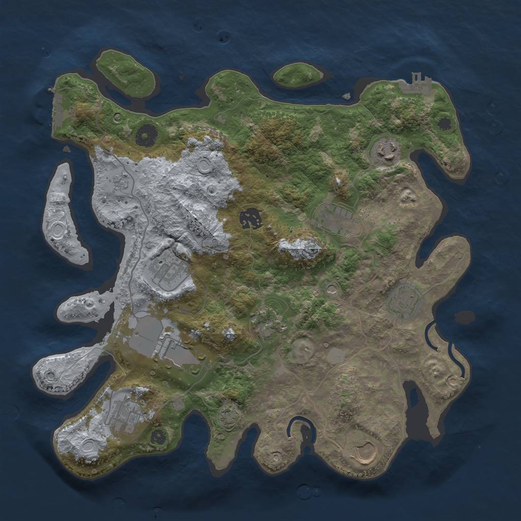 Rust Map: Procedural Map, Size: 3500, Seed: 163558255, 17 Monuments