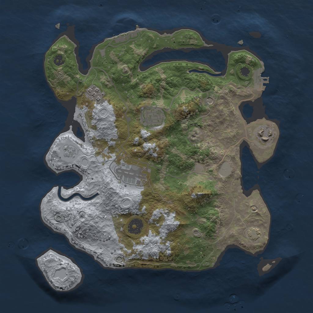 Rust Map: Procedural Map, Size: 3000, Seed: 22240, 12 Monuments