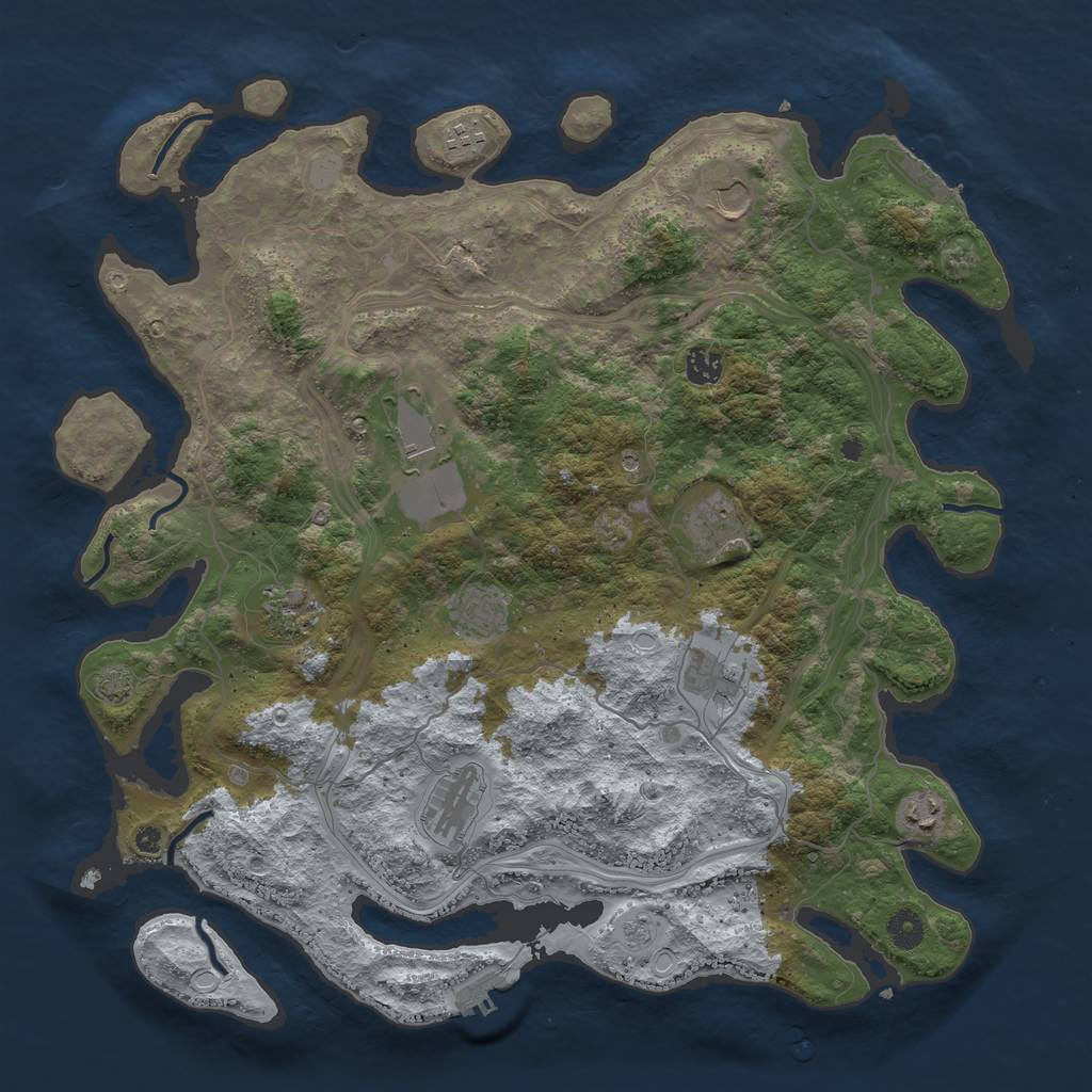 Rust Map: Procedural Map, Size: 4300, Seed: 97857428, 18 Monuments