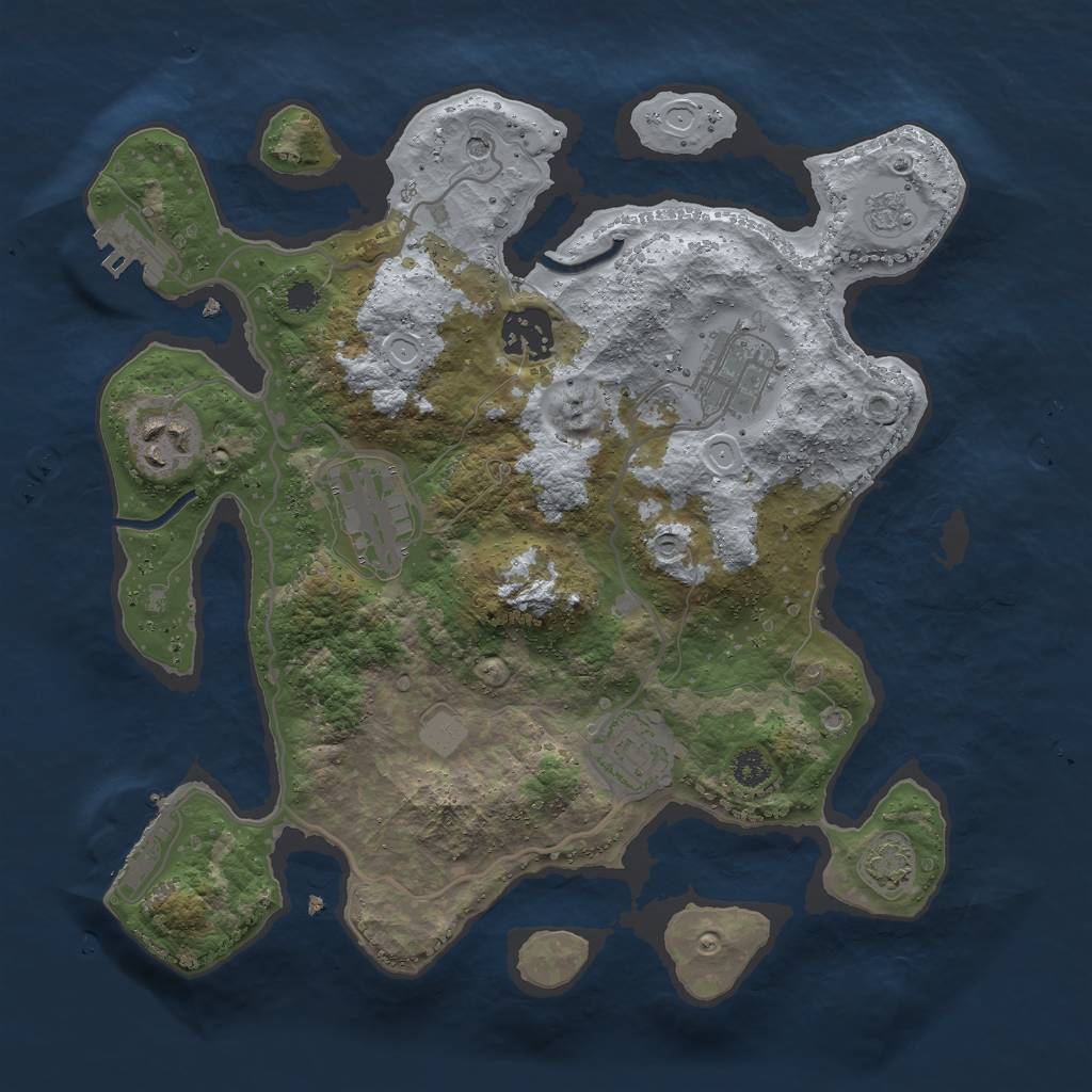 Rust Map: Procedural Map, Size: 3000, Seed: 9673, 13 Monuments