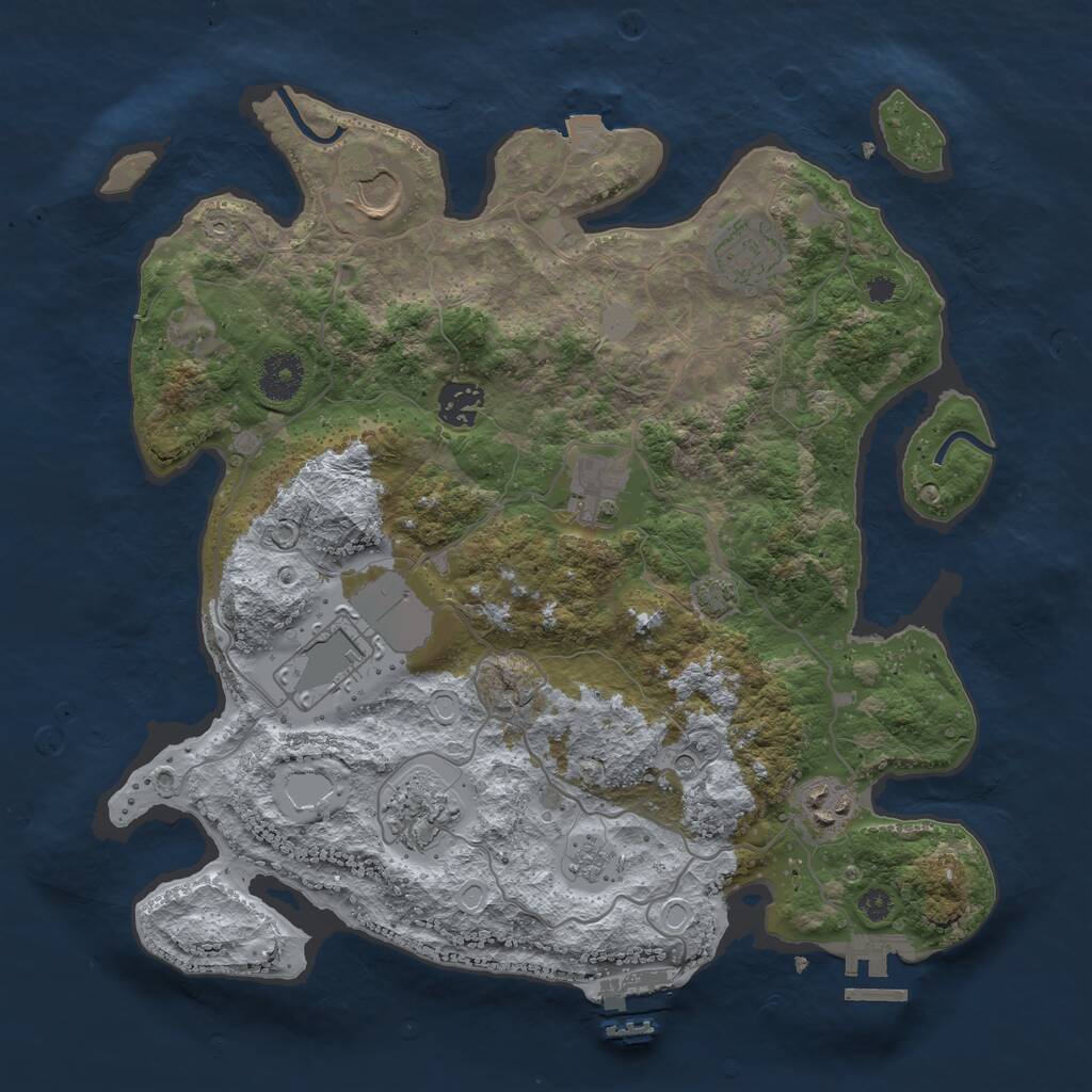 Rust Map: Procedural Map, Size: 3500, Seed: 1414737486, 13 Monuments