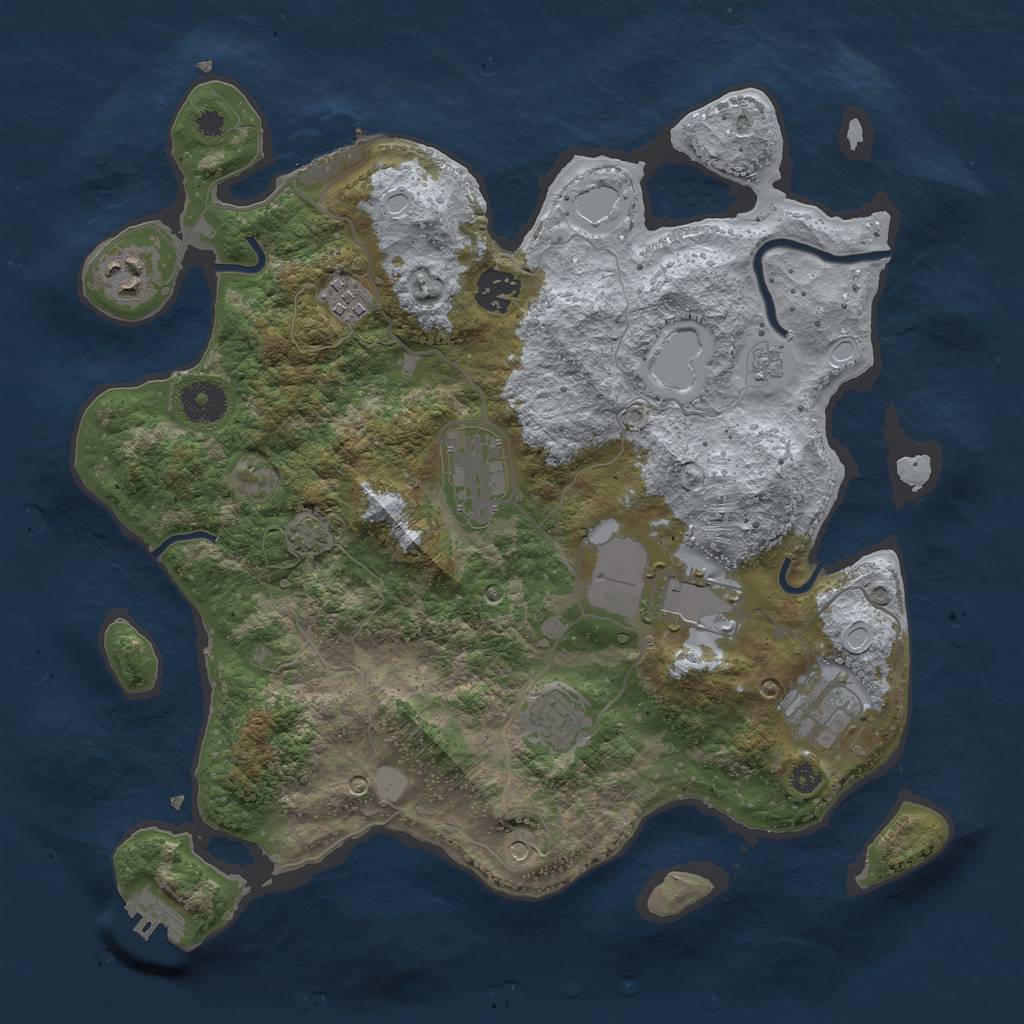 Rust Map: Procedural Map, Size: 3500, Seed: 84656145, 15 Monuments