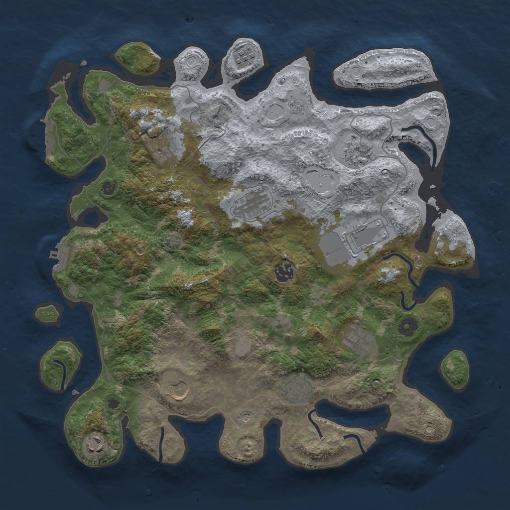 Rust Map: Procedural Map, Size: 3950, Seed: 6929673, 18 Monuments