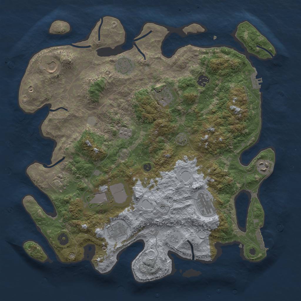 Rust Map: Procedural Map, Size: 3950, Seed: 97284259, 18 Monuments