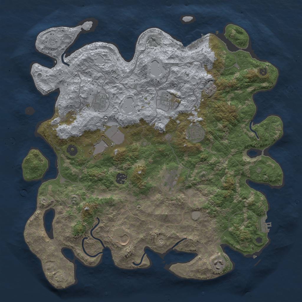 Rust Map: Procedural Map, Size: 4100, Seed: 77296262, 17 Monuments