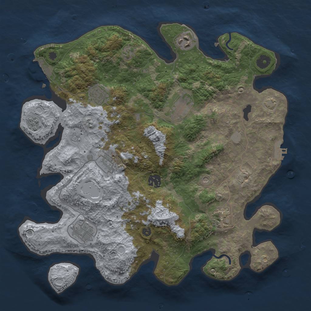 Rust Map: Procedural Map, Size: 3450, Seed: 19122748, 16 Monuments