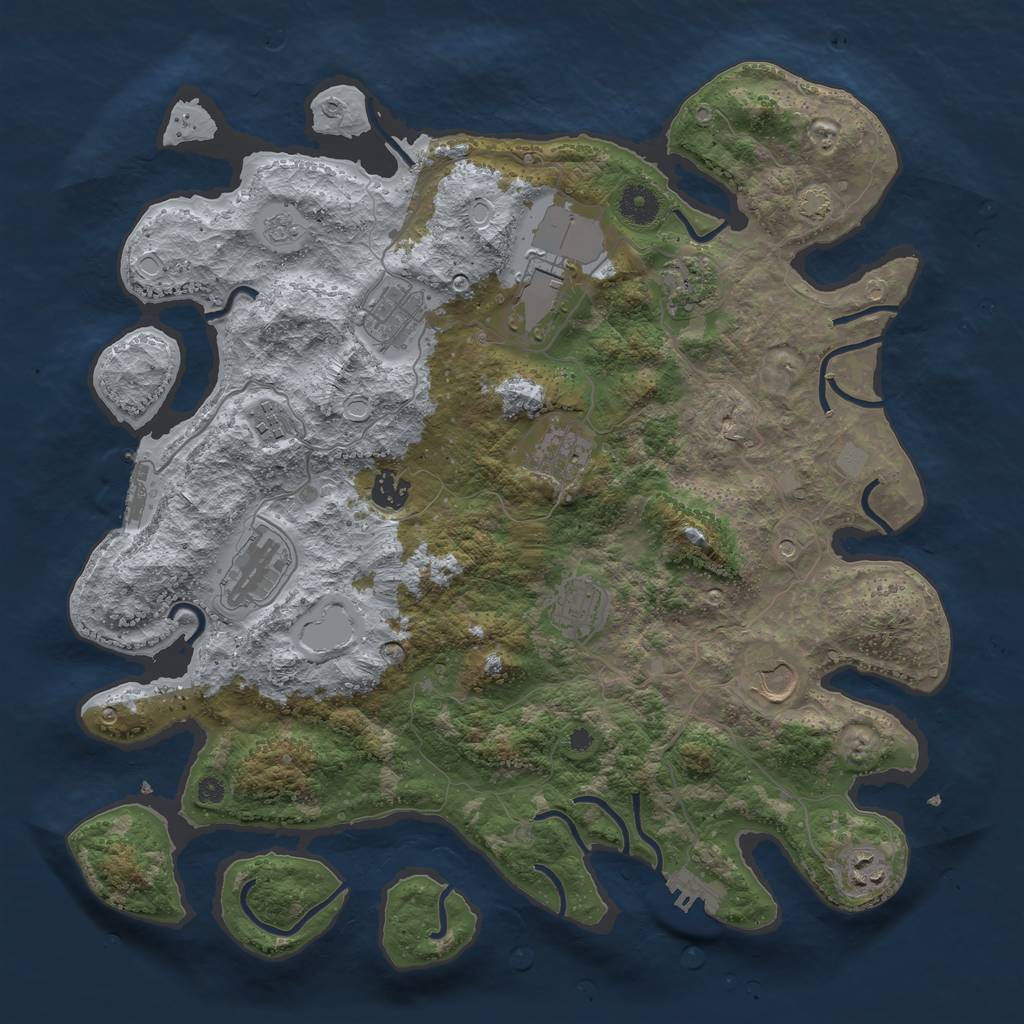 Rust Map: Procedural Map, Size: 3950, Seed: 64594376, 18 Monuments