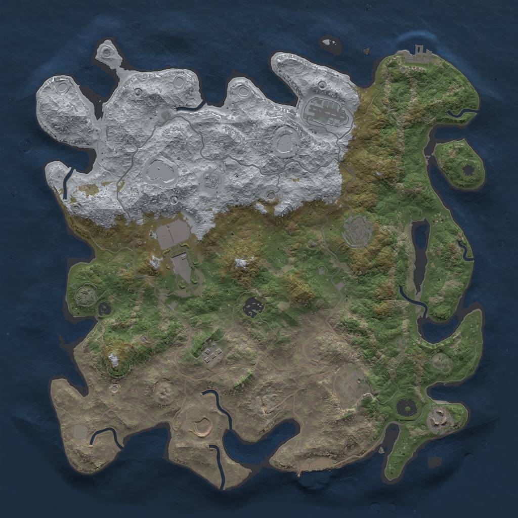 Rust Map: Procedural Map, Size: 4000, Seed: 19845969, 16 Monuments