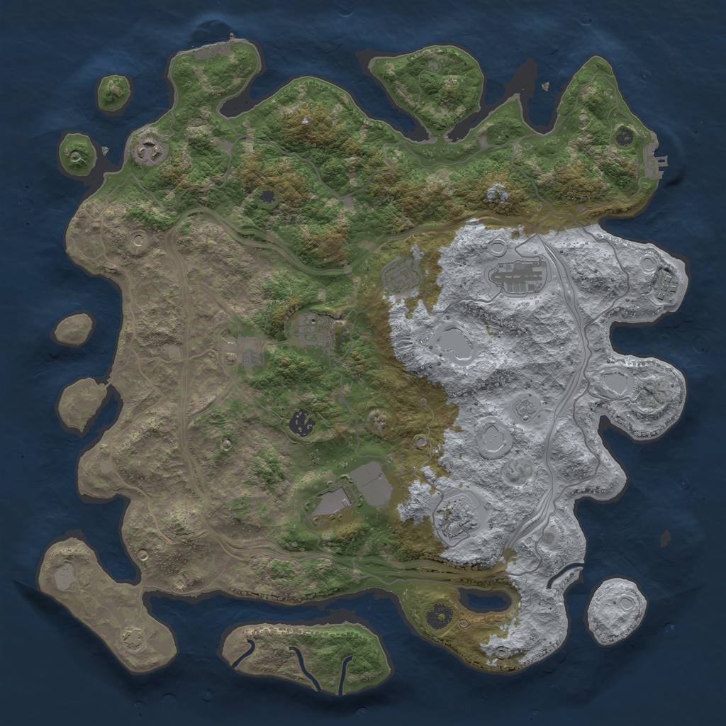 Rust Map: Procedural Map, Size: 4300, Seed: 11877418, 17 Monuments