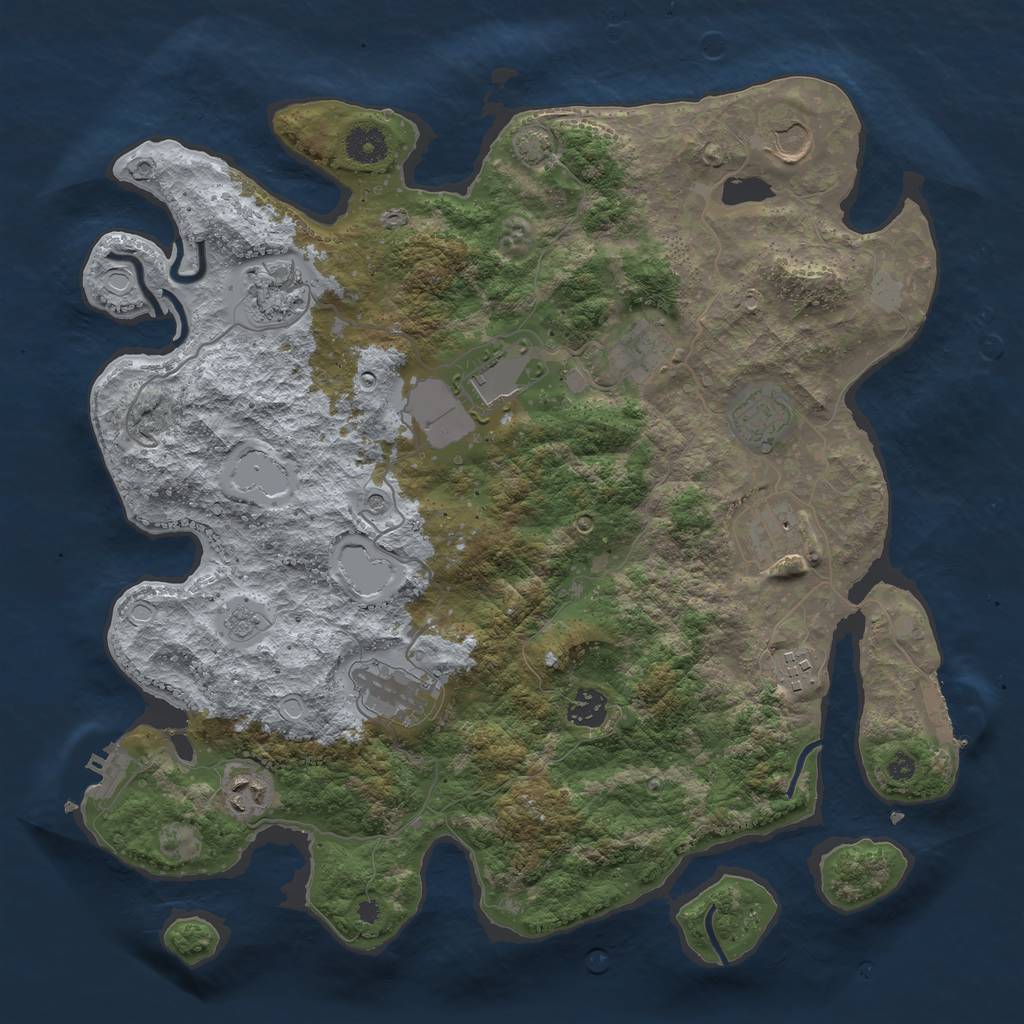 Rust Map: Procedural Map, Size: 3850, Seed: 33456481, 18 Monuments