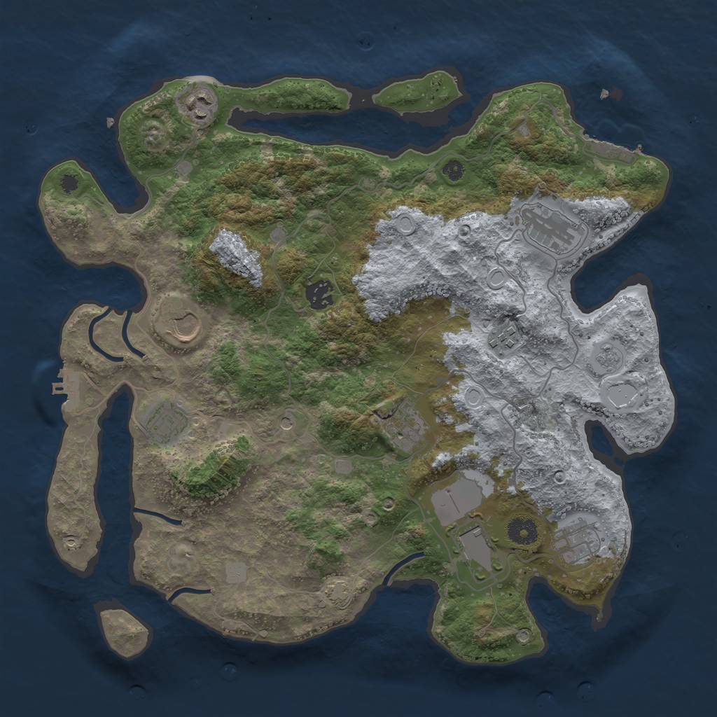 Rust Map: Procedural Map, Size: 3700, Seed: 79409445, 17 Monuments