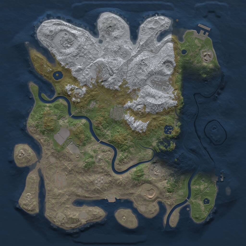 Rust Map: Procedural Map, Size: 3900, Seed: 27162577, 16 Monuments