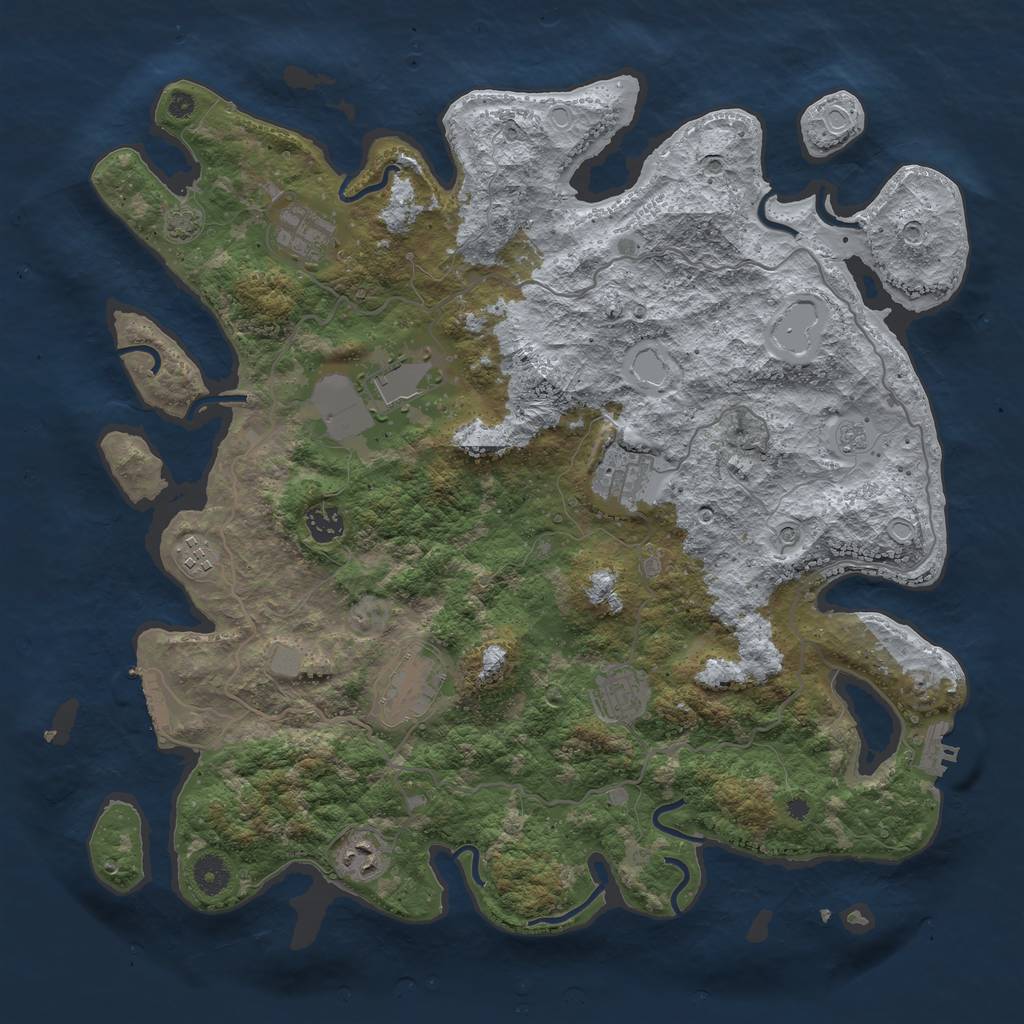Rust Map: Procedural Map, Size: 4100, Seed: 54382265, 16 Monuments
