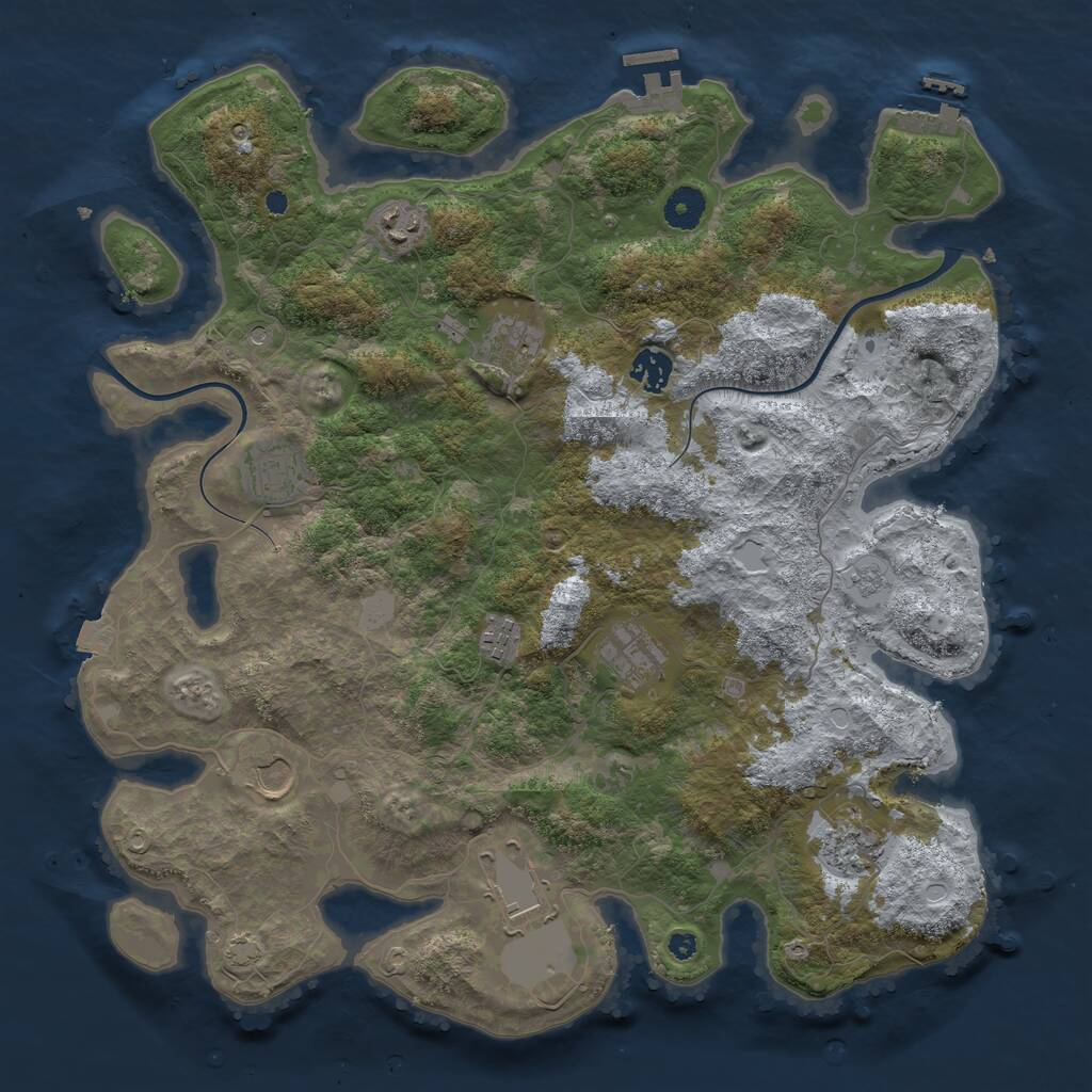 Rust Map: Procedural Map, Size: 3950, Seed: 66083995, 15 Monuments