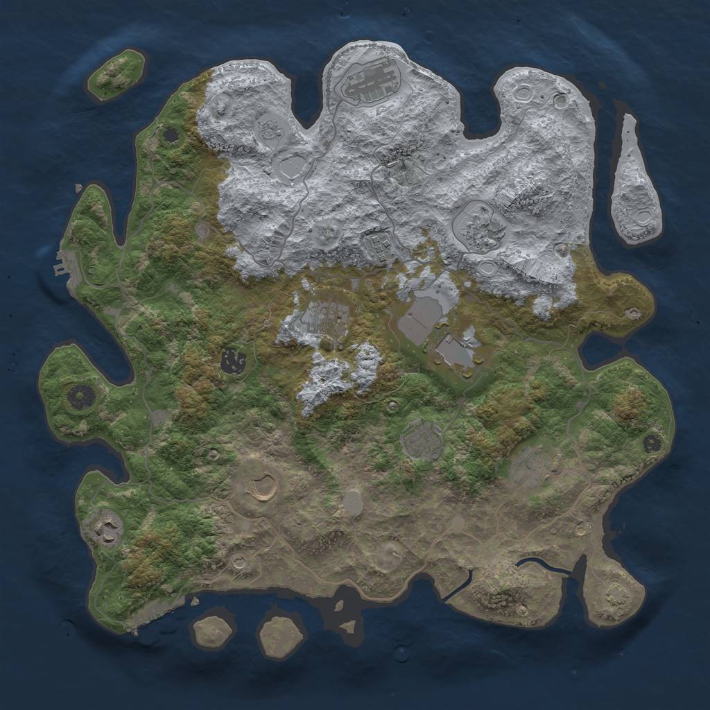 Rust Map: Procedural Map, Size: 4000, Seed: 45745668, 18 Monuments