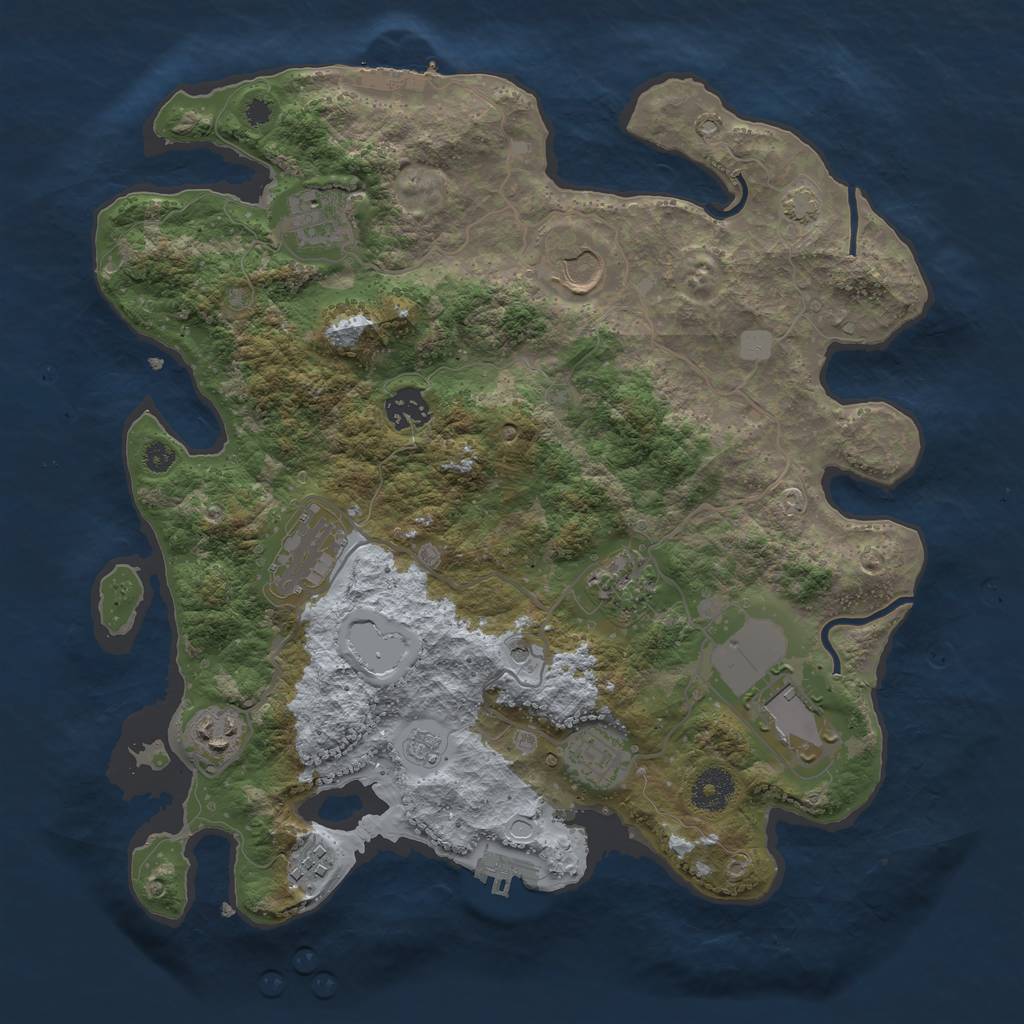 Rust Map: Procedural Map, Size: 3550, Seed: 68715491, 17 Monuments