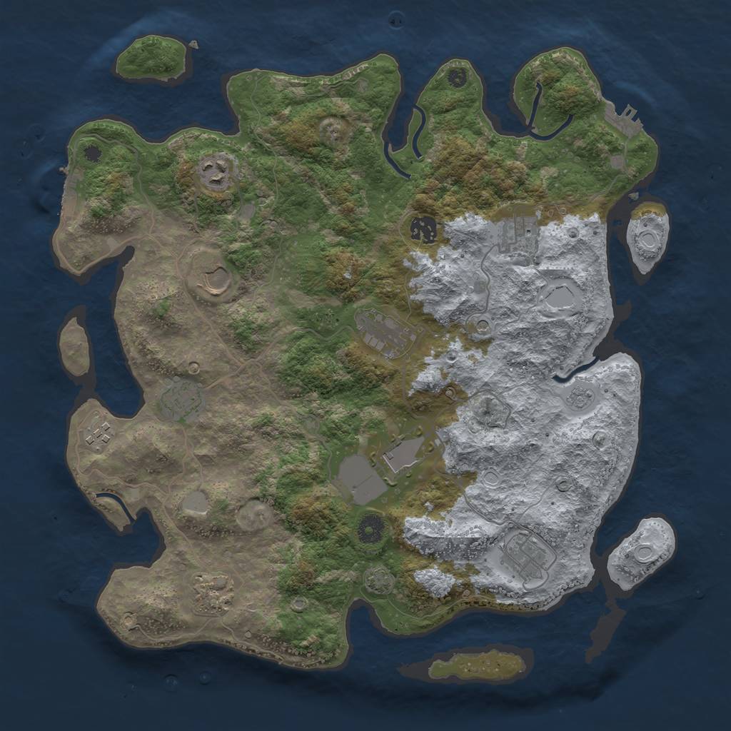 Rust Map: Procedural Map, Size: 3900, Seed: 55110449, 18 Monuments