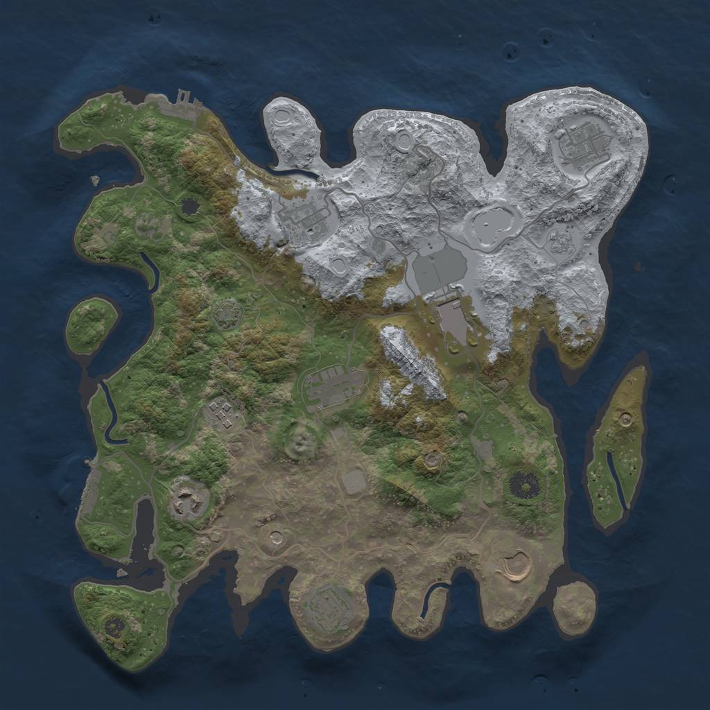 Rust Map: Procedural Map, Size: 3550, Seed: 69882227, 16 Monuments