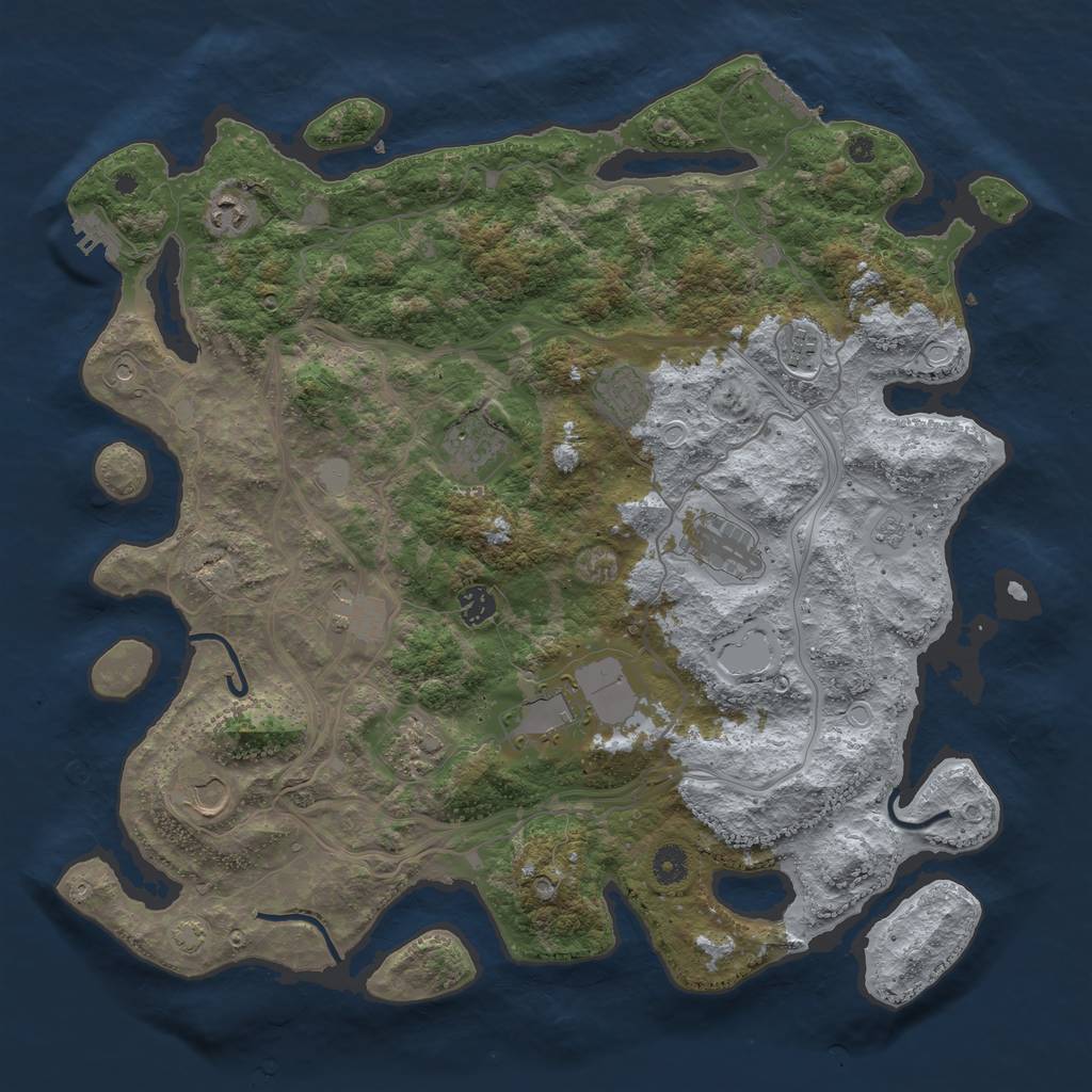 Rust Map: Procedural Map, Size: 4300, Seed: 63860899, 18 Monuments
