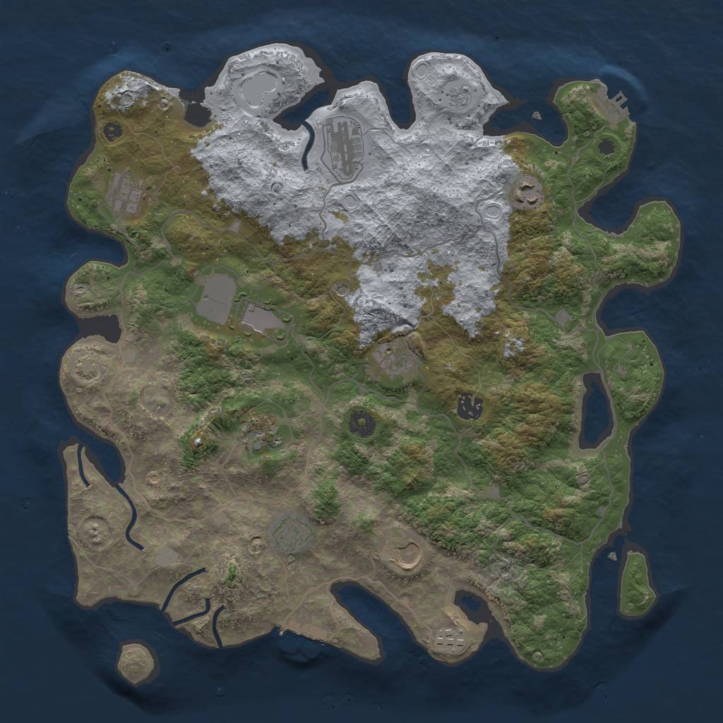 Rust Map: Procedural Map, Size: 4000, Seed: 4543335, 18 Monuments