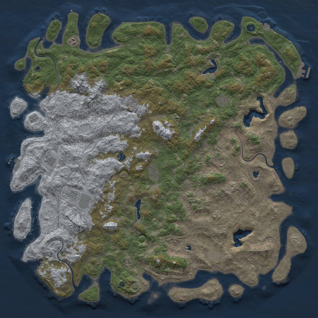 Rust Map: Procedural Map, Size: 6000, Seed: 1885071721, 17 Monuments