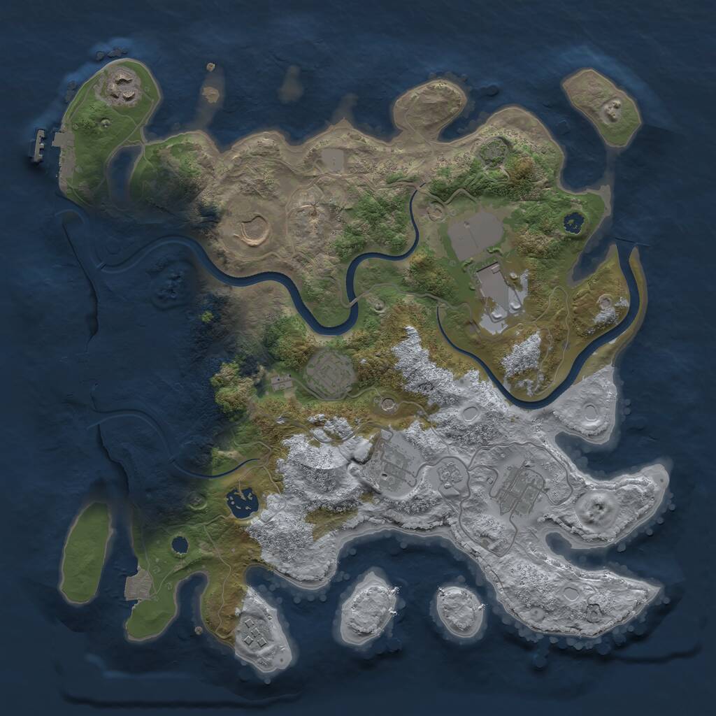 Rust Map: Procedural Map, Size: 3500, Seed: 64102847, 14 Monuments