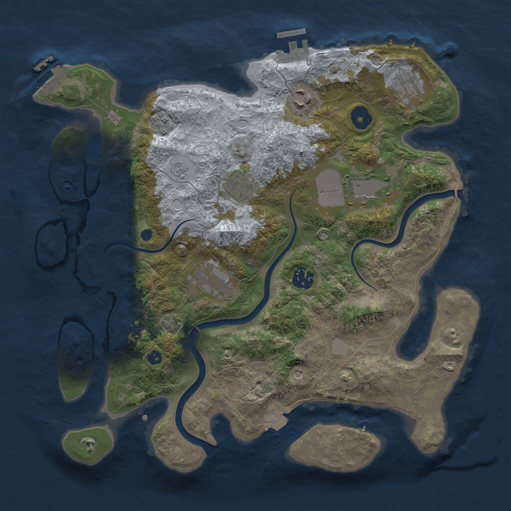 Rust Map: Procedural Map, Size: 3550, Seed: 35825070, 13 Monuments