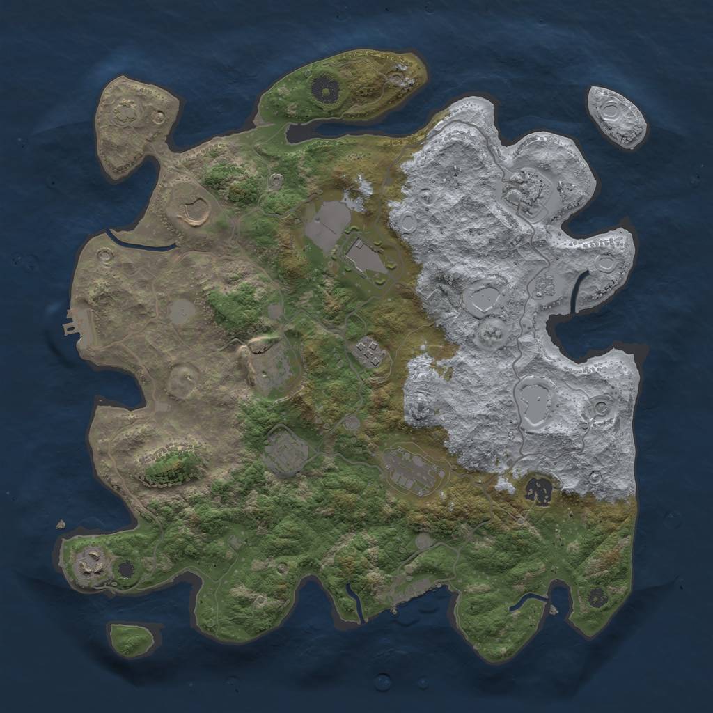 Rust Map: Procedural Map, Size: 3800, Seed: 3794798, 17 Monuments