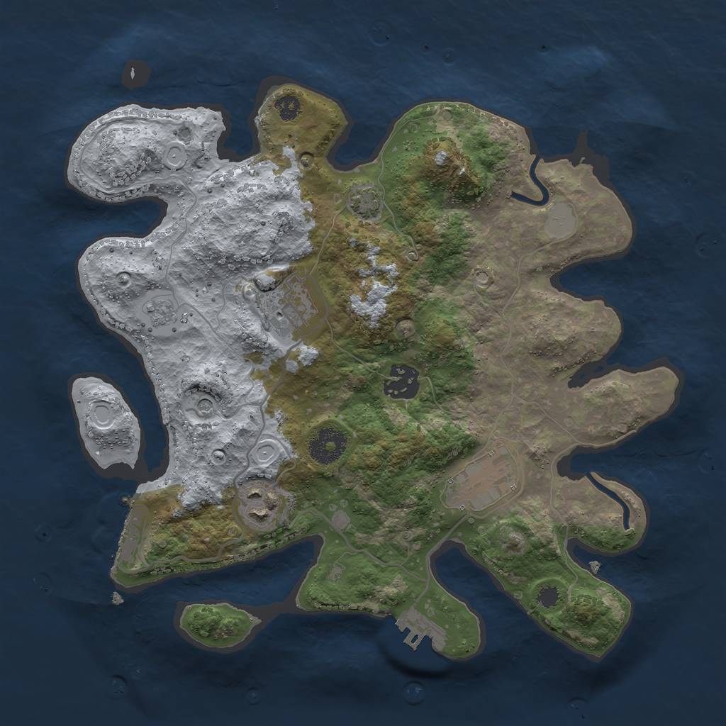 Rust Map: Procedural Map, Size: 3000, Seed: 1799586411, 12 Monuments