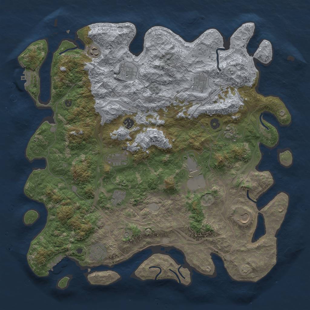 Rust Map: Procedural Map, Size: 4500, Seed: 2119555388, 19 Monuments