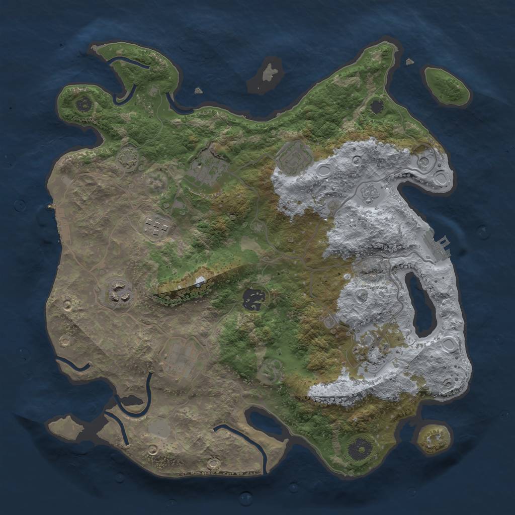 Rust Map: Procedural Map, Size: 3400, Seed: 70229950, 15 Monuments